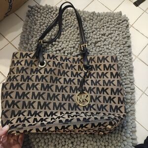 Michael Kors Black and Tan Tote Bag